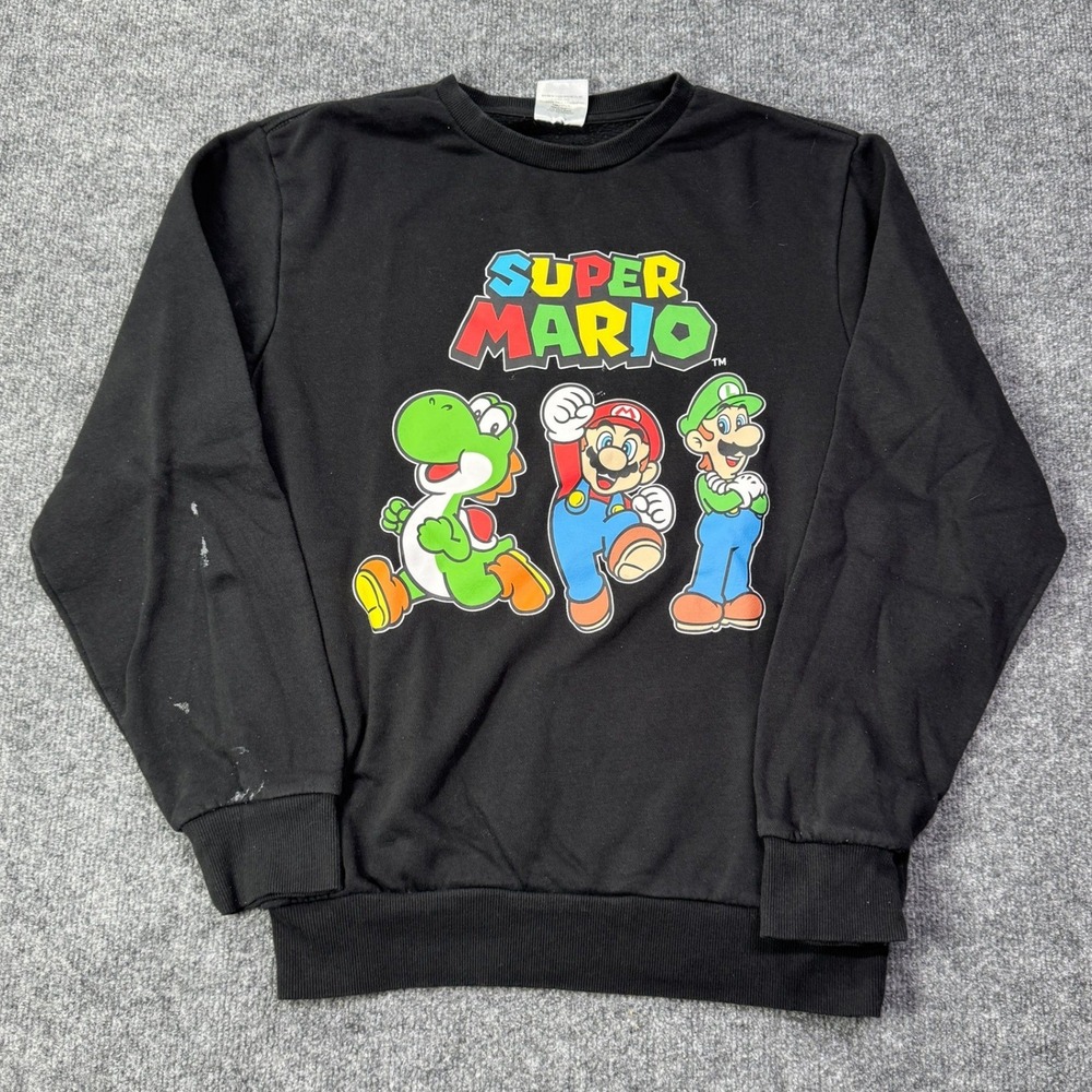 Nintendo Super Mario Sweatshirt Mens S Black Yoshi Luigi Graphic